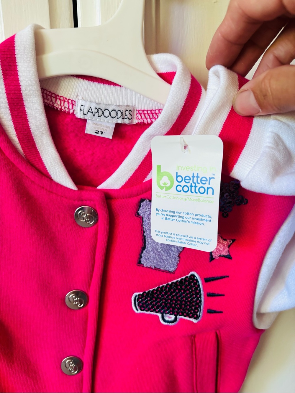 Flapdoodles Hot Pink and White Embroidered Cotton Jacket